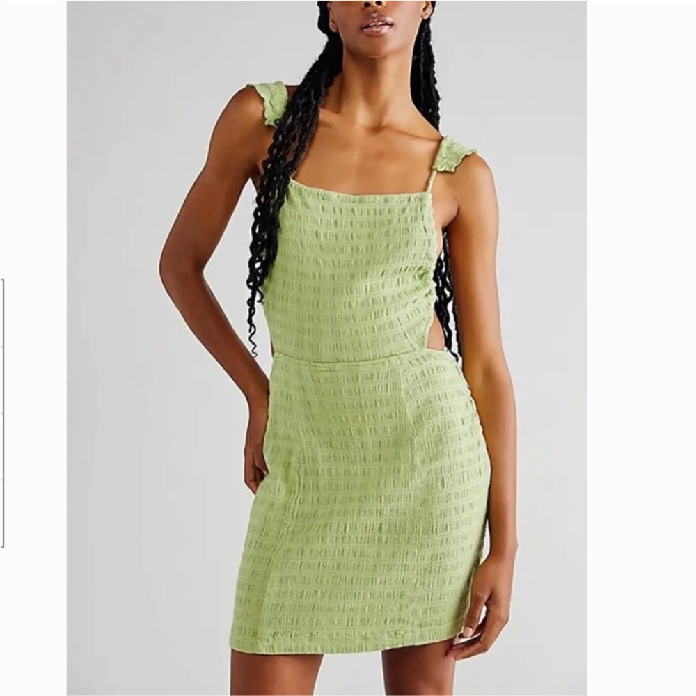 Free People Light Green Smocked Mini Dress